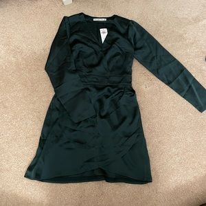 Emerald green silky dress